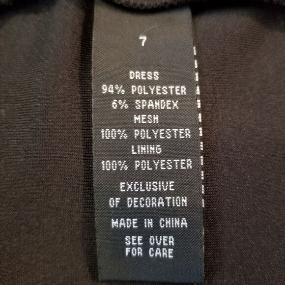 A. Byer Black Floral Embroidery Sheer Long Sleeve Dress Size 7 - Picture 8 of 9